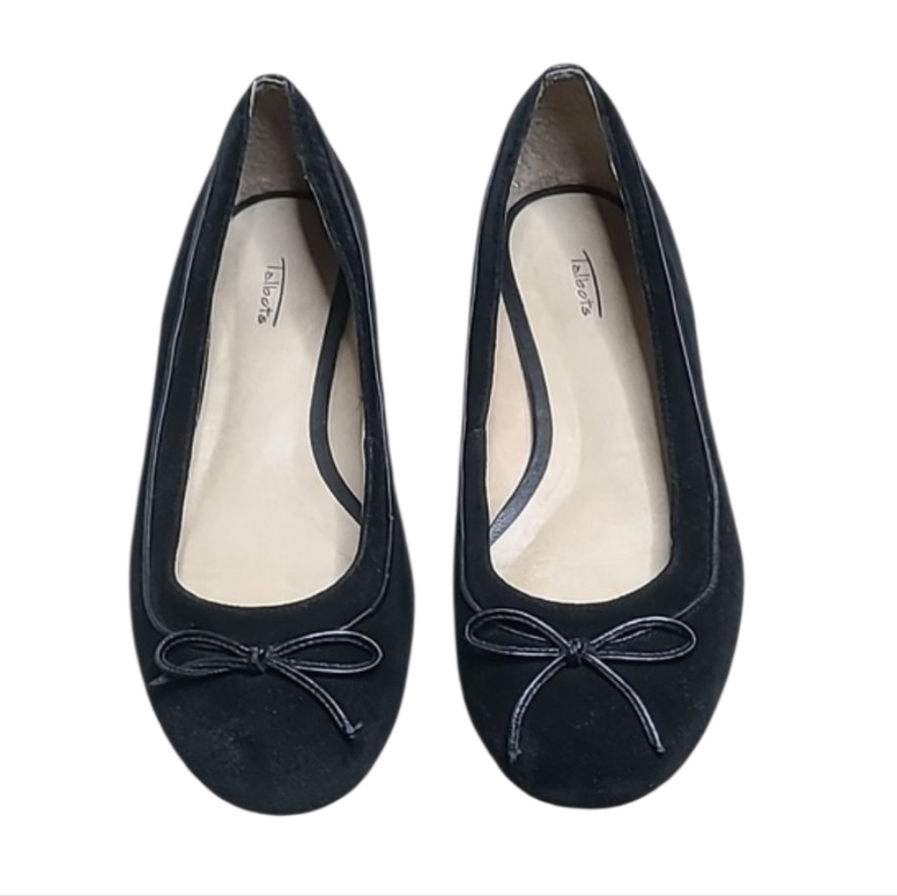 Talbots Black Suede Ballet Flat Loafers